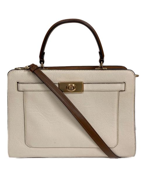 COACH（コーチ）COACH (コーチ) レーン キャリーオール カラーブロック ブラウン×アイボリーの古着・服飾アイテム