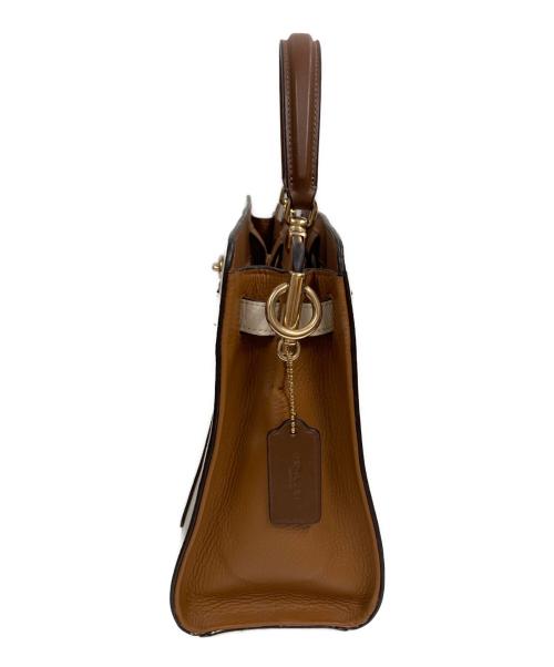 COACH（コーチ）COACH (コーチ) レーン キャリーオール カラーブロック ブラウン×アイボリーの古着・服飾アイテム