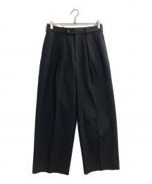 MARKAWARE（マーカウェア）の古着「DOUBLE PLEATED TROUSERS ORGANIC WOOL SURVIVAL CLOTH」｜ブラック