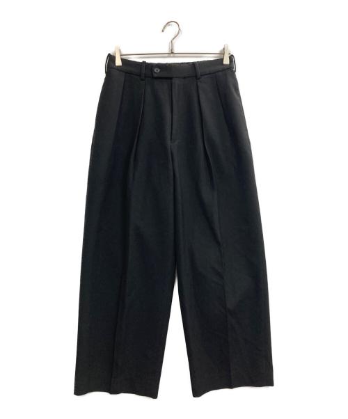 MARKAWARE（マーカウェア）MARKAWARE (マーカウェア) DOUBLE PLEATED TROUSERS ORGANIC WOOL SURVIVAL CLOTH ブラック サイズ:2の古着・服飾アイテム