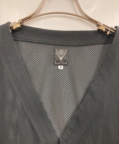 South2 West8（サウスツー ウエストエイト）south2 west8 (サウスツー ウエストエイト) S.S. V Neck Knit Mesh Cardigan ブラック サイズ:Mの古着・服飾アイテム