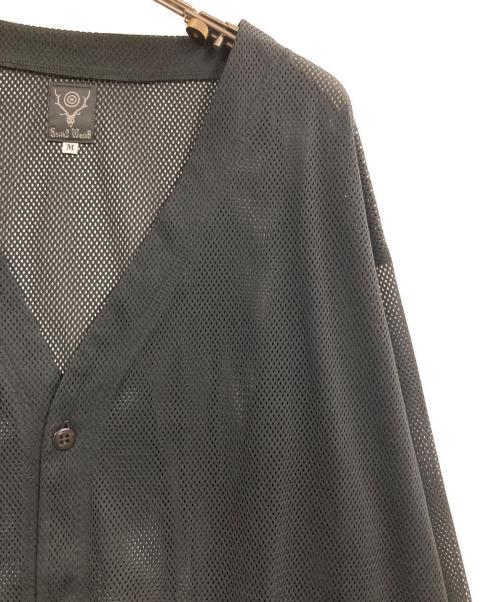 South2 West8（サウスツー ウエストエイト）south2 west8 (サウスツー ウエストエイト) S.S. V Neck Knit Mesh Cardigan ブラック サイズ:Mの古着・服飾アイテム