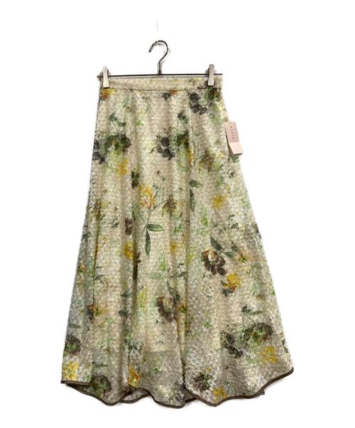 stola.（ストラ）stola. (ストラ) カットジャカードプリントイレヘムスカート 黄緑 サイズ:40の古着・服飾アイテム