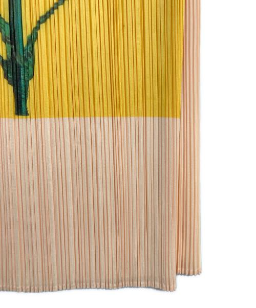 PLEATS PLEASE（プリーツプリーズ）PLEATS PLEASE (プリーツプリーズ) カーネーションプリント・ロングスカート イエロー サイズ:1の古着・服飾アイテム