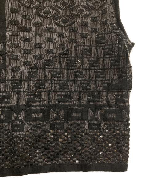 FENDI（フェンディ）FENDI (フェンディ) ジオメトリック柄織りノースリーブニット ブラック サイズ:F-B38の古着・服飾アイテム