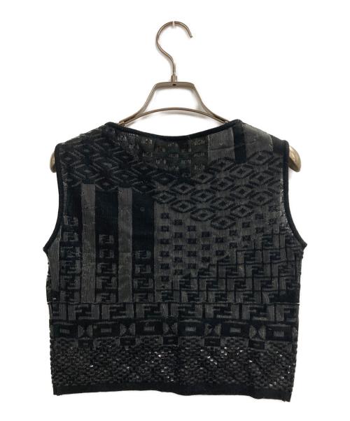 FENDI（フェンディ）FENDI (フェンディ) ジオメトリック柄織りノースリーブニット ブラック サイズ:F-B38の古着・服飾アイテム