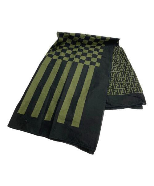FENDI（フェンディ）FENDI (フェンディ) ズッカ柄大判ストール ブラック×グリーンの古着・服飾アイテム