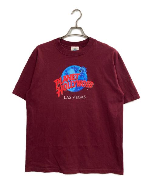 PLANET HOLLYWOOD（プラネットハリウッド）PLANET HOLLYWOOD (プラネットハリウッド) プリントTシャツ バーガンディー サイズ:Lの古着・服飾アイテム