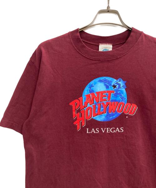PLANET HOLLYWOOD（プラネットハリウッド）PLANET HOLLYWOOD (プラネットハリウッド) プリントTシャツ バーガンディー サイズ:Lの古着・服飾アイテム