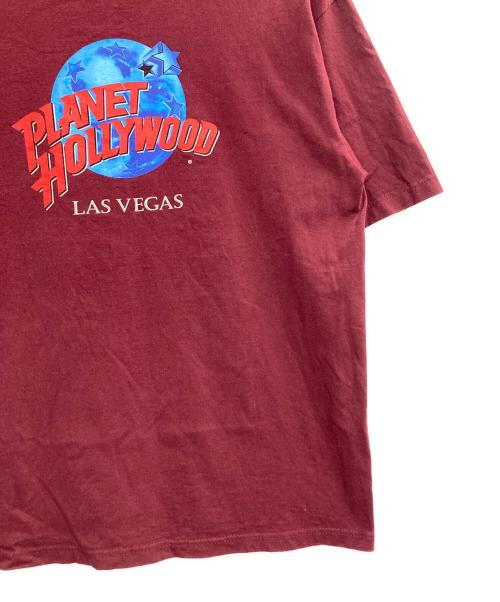 PLANET HOLLYWOOD（プラネットハリウッド）PLANET HOLLYWOOD (プラネットハリウッド) プリントTシャツ バーガンディー サイズ:Lの古着・服飾アイテム