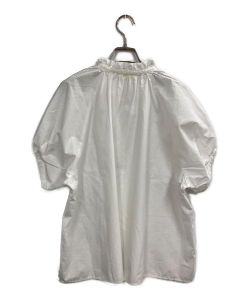 BALLSEY（ボールジィ）BALLSEY (ボールジィ) プロセスドコットン ネックフリルブラウス ホワイト サイズ:36の古着・服飾アイテム