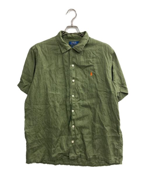 POLO RALPH LAUREN（ポロ・ラルフローレン）POLO RALPH LAUREN (ポロ・ラルフローレン) オープンカラーリネンシャツ オリーブ サイズ:Lの古着・服飾アイテム