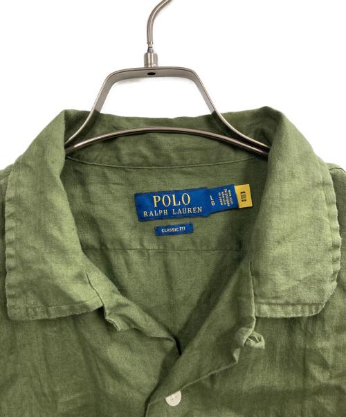 POLO RALPH LAUREN（ポロ・ラルフローレン）POLO RALPH LAUREN (ポロ・ラルフローレン) オープンカラーリネンシャツ オリーブ サイズ:Lの古着・服飾アイテム