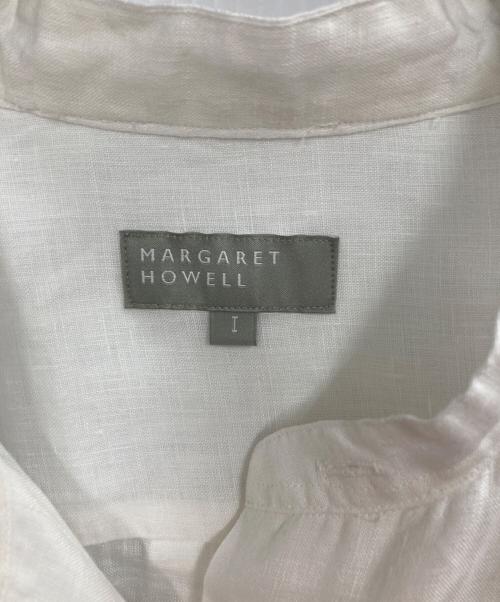 MARGARET HOWELL（マーガレットハウエル）MARGARET HOWELL (マーガレットハウエル) リネン七分袖バンドカラーシャツ ホワイト サイズ:1の古着・服飾アイテム