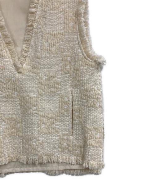 L'AUBE BLANC（ローブ ブラン）L'AUBE BLANC (ローブ ブラン) ジャガードベスト アイボリー サイズ:FREEの古着・服飾アイテム