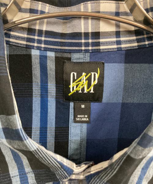 GAP（ギャップ）GAP (ギャップ) Sean Wotherspoon (ショーン・ワザーズプーン) オーバーサイズ パッチワーク プレイド ロゴシャツ ブルー サイズ:Mの古着・服飾アイテム