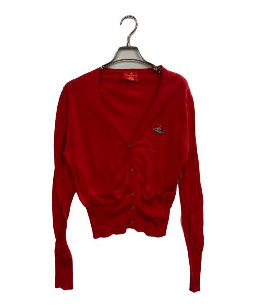 Vivienne Westwood RED LABEL（ヴィヴィアンウエストウッドレッドレーベル）Vivienne Westwood RED LABEL (ヴィヴィアンウエストウッドレッドレーベル) ワンポイント刺繍カーディガン レッド サイズ:Lの古着・服飾アイテム