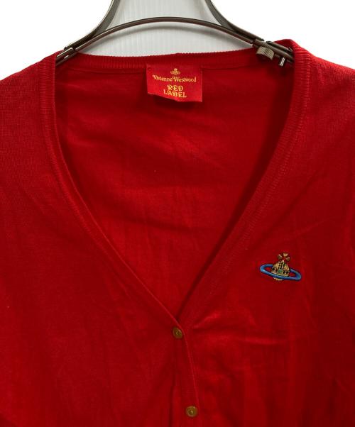 Vivienne Westwood RED LABEL（ヴィヴィアンウエストウッドレッドレーベル）Vivienne Westwood RED LABEL (ヴィヴィアンウエストウッドレッドレーベル) ワンポイント刺繍カーディガン レッド サイズ:Lの古着・服飾アイテム