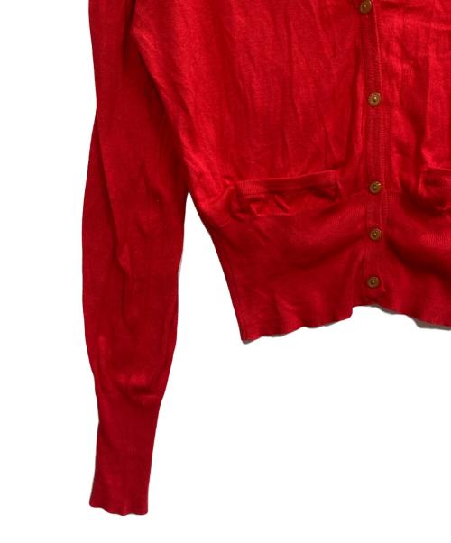 Vivienne Westwood RED LABEL（ヴィヴィアンウエストウッドレッドレーベル）Vivienne Westwood RED LABEL (ヴィヴィアンウエストウッドレッドレーベル) ワンポイント刺繍カーディガン レッド サイズ:Lの古着・服飾アイテム