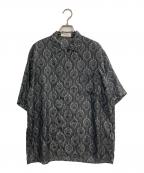 MARKAマーカ）の古着「HABUTAE SILK SILK OPEN COLLAR SHIRT」｜ブラック