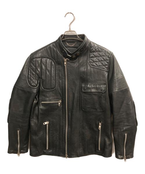 DIESEL Black Gold（ディーゼル ブラック ゴールド）DIESEL Black Gold (ディーゼル ブラック ゴールド) LUNT ラムレザージャケット ブラック サイズ:52の古着・服飾アイテム