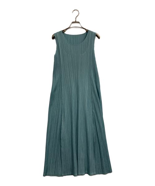 PLEATS PLEASE（プリーツプリーズ）PLEATS PLEASE (プリーツプリーズ) ノースリーブプリーツワンピース スカイブルー サイズ:2の古着・服飾アイテム