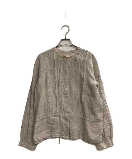maison de soil（メゾンドソイル）maison de soil (メゾンドソイル) リネンプリーツブラウス ベージュ サイズ:1の古着・服飾アイテム