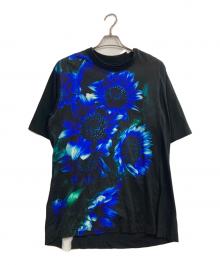 GROUND Y（グラウンドワイ）の古着「BLUE FLOWER PRINT SHORT SLEEVE T-SHIRT」｜ブルー×ブラック