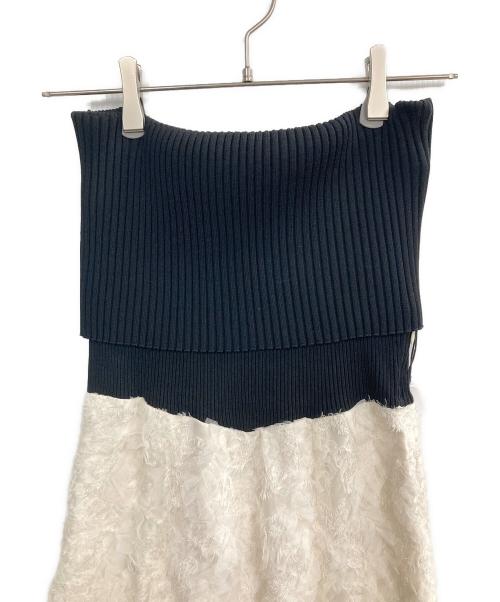 RANDA（ランダ）RANDA (ランダ) オフショルニットドッキングワンピース ホワイト×ブラックの古着・服飾アイテム