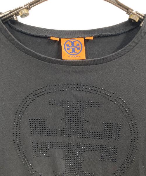 TORY BURCH（トリーバーチ）TORY BURCH (トリーバーチ) ビジューロゴ半袖カットソー ブラック サイズ:sの古着・服飾アイテム
