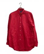 RALPH LAURENラルフローレン）の古着「BLAKEシルクリネンボタンダウンシャツ」｜レッド