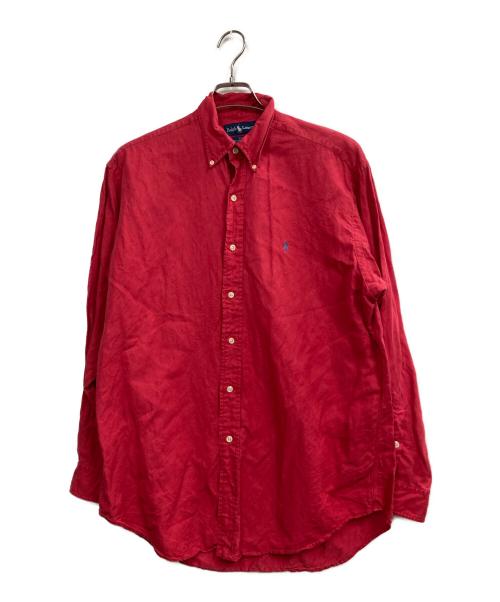 RALPH LAUREN（ラルフローレン）RALPH LAUREN (ラルフローレン) BLAKEシルクリネンボタンダウンシャツ レッド サイズ:Mの古着・服飾アイテム