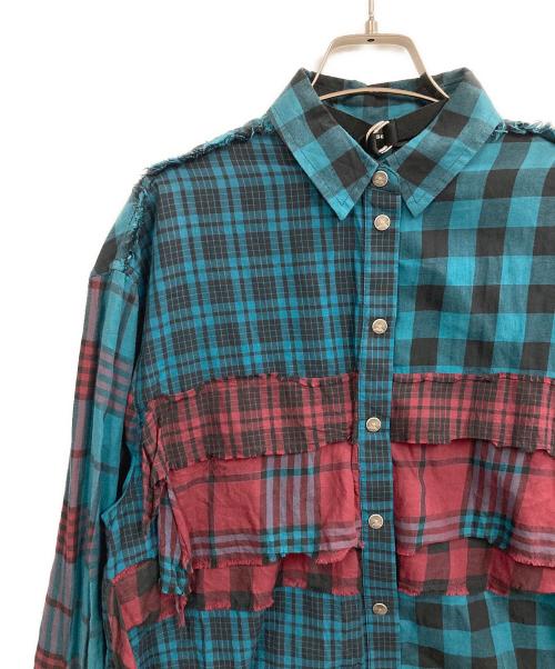 DIESEL（ディーゼル）DIESEL (ディーゼル) C-GARZ-A SHIRT ブルー×レッド サイズ:XSの古着・服飾アイテム