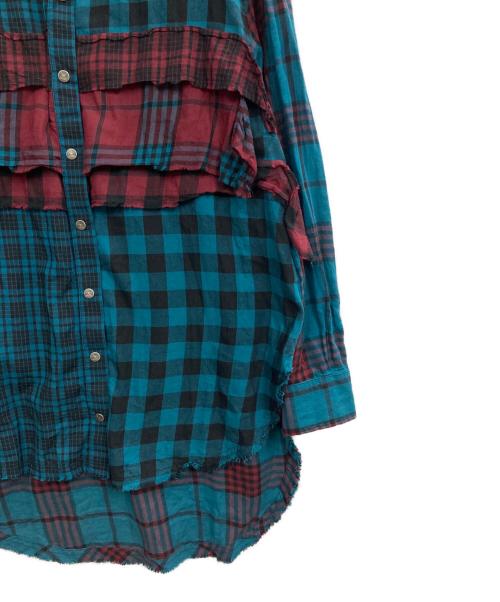 DIESEL（ディーゼル）DIESEL (ディーゼル) C-GARZ-A SHIRT ブルー×レッド サイズ:XSの古着・服飾アイテム