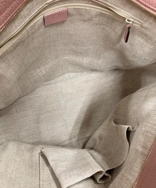 GUCCI（グッチ）GUCCI (グッチ) GGキャンバス レザートートバッグ ピンクの古着・服飾アイテム