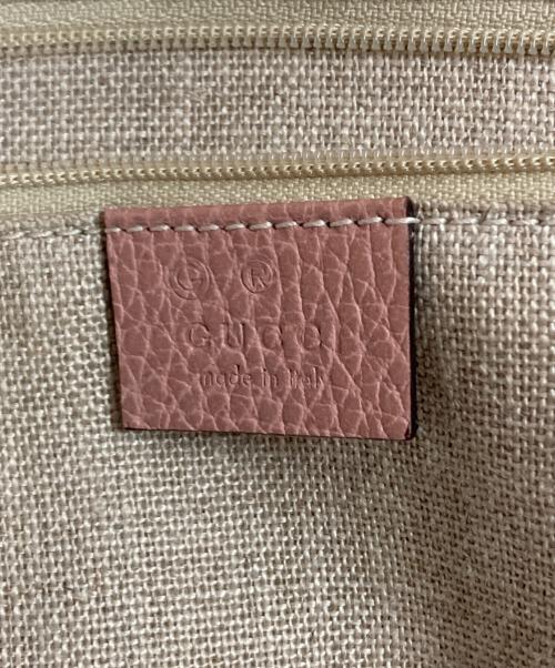 GUCCI（グッチ）GUCCI (グッチ) GGキャンバス レザートートバッグ ピンクの古着・服飾アイテム