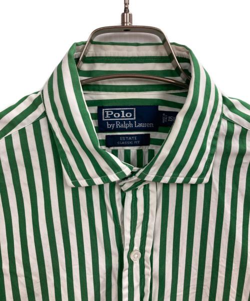 POLO RALPH LAUREN（ポロ・ラルフローレン）POLO RALPH LAUREN (ポロ・ラルフローレン) ストライプシャツ グリーン×ホワイト サイズ:15 1/2の古着・服飾アイテム
