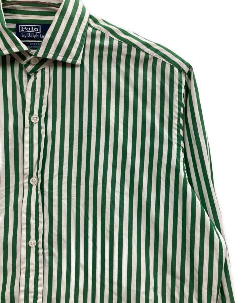 POLO RALPH LAUREN（ポロ・ラルフローレン）POLO RALPH LAUREN (ポロ・ラルフローレン) ストライプシャツ グリーン×ホワイト サイズ:15 1/2の古着・服飾アイテム