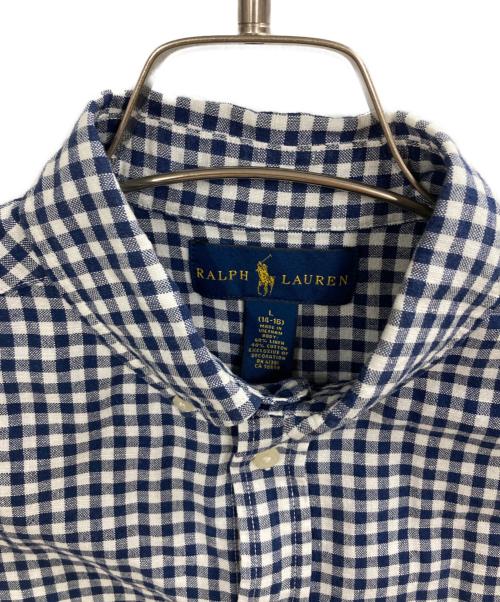 RALPH LAUREN（ラルフローレン）RALPH LAUREN (ラルフローレン) S/SコットンリネンBDシャツ ブルー サイズ:14-16(レディースS相当)の古着・服飾アイテム
