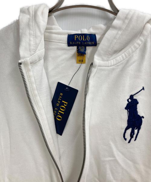 POLO RALPH LAUREN（ポロ・ラルフローレン）POLO RALPH LAUREN (ポロ・ラルフローレン) ビックロゴ刺繍パーカー ホワイト サイズ:19-20の古着・服飾アイテム