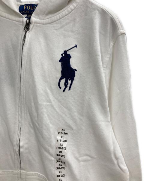 POLO RALPH LAUREN（ポロ・ラルフローレン）POLO RALPH LAUREN (ポロ・ラルフローレン) ビックロゴ刺繍パーカー ホワイト サイズ:19-20の古着・服飾アイテム
