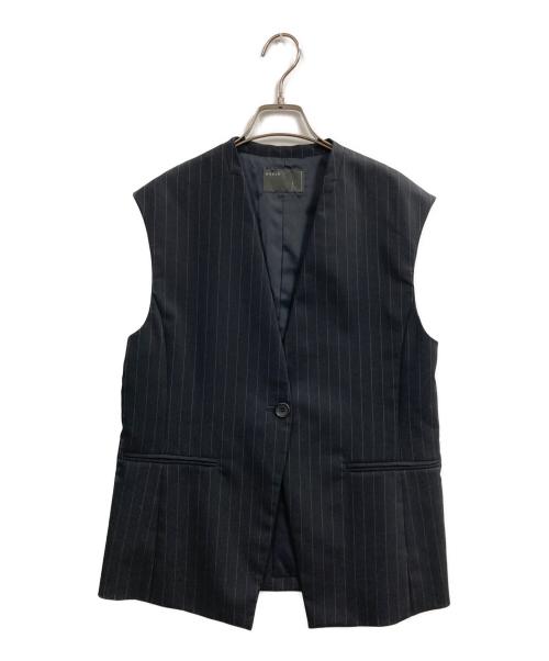Noble（ノーブル）Noble (ノーブル) ストライプツイルストレッチVカラージレ ブラック サイズ:36の古着・服飾アイテム