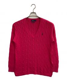 POLO RALPH LAUREN（ポロ・ラルフローレン）の古着「Vネックケーブルニット」｜ピンク