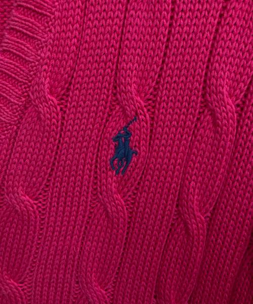 POLO RALPH LAUREN（ポロ・ラルフローレン）POLO RALPH LAUREN (ポロ・ラルフローレン) Vネックケーブルニット ピンク サイズ:Ｓの古着・服飾アイテム