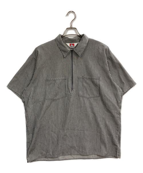 BEN DAVIS（ベンデイビス）BEN DAVIS (ベンデイビス) ハーフジップストライプシャツ グレー サイズ:XLの古着・服飾アイテム