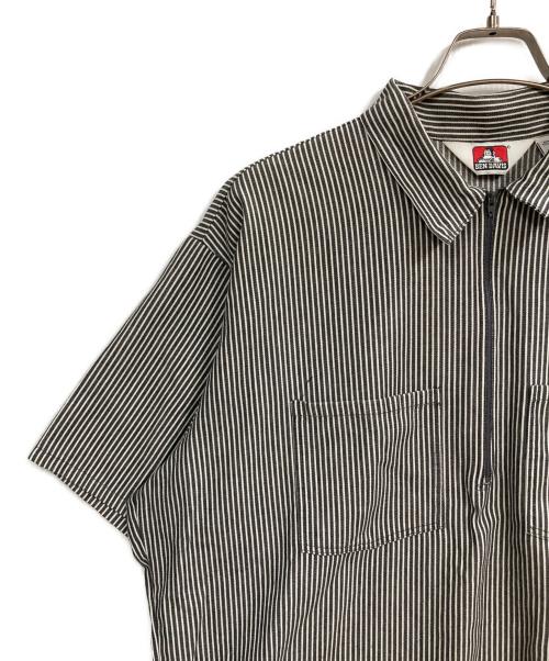BEN DAVIS（ベンデイビス）BEN DAVIS (ベンデイビス) ハーフジップストライプシャツ グレー サイズ:XLの古着・服飾アイテム