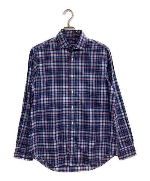 POLO RALPH LAUREN（ポロ・ラルフローレン）POLO RALPH LAUREN (ポロ・ラルフローレン) ワイドカラーチェックシャツ ネイビー サイズ:Mの古着・服飾アイテム