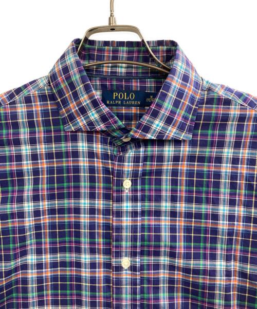 POLO RALPH LAUREN（ポロ・ラルフローレン）POLO RALPH LAUREN (ポロ・ラルフローレン) ワイドカラーチェックシャツ ネイビー サイズ:Mの古着・服飾アイテム