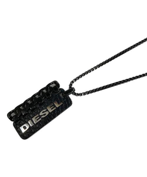 DIESEL（ディーゼル）DIESEL (ディーゼル) ロゴプレートネックレス ブラックの古着・服飾アイテム