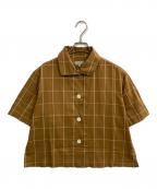 MARGARET HOWELLマーガレットハウエル）の古着「WINDOWPANE CHECK COTTON LINEN」｜イエロー